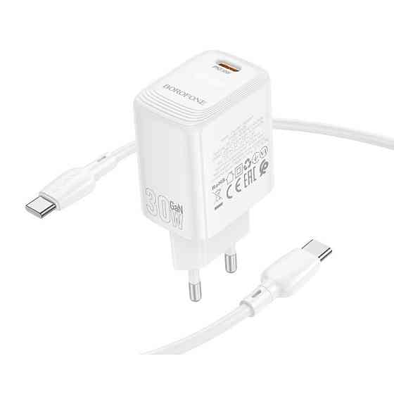 Мережевий зарядний пристрій з кабелем BOROFONE BN28 Fuente single port PD30W charger set (C to C) (EU) White Одеса