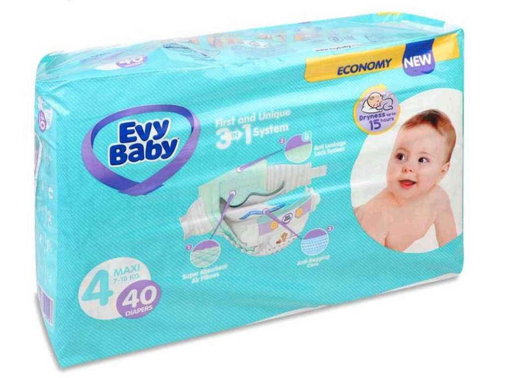 Подгузники No4 40шт maxi twin (7-18 кг) ТМ Evy baby Киев - изображение 1