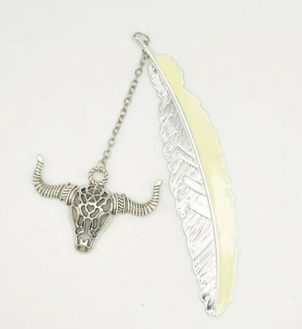 Креативна металева закладка із зображенням голови бика. Флуоресцентна закладка для книг. Київ - фото 2