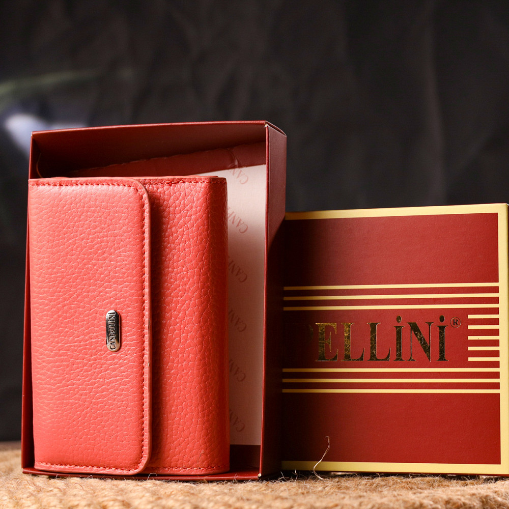 Стильный молодежный кошелек из натуральной кожи флотар Коралловый (CANPELLINI) Киев - изображение 4
