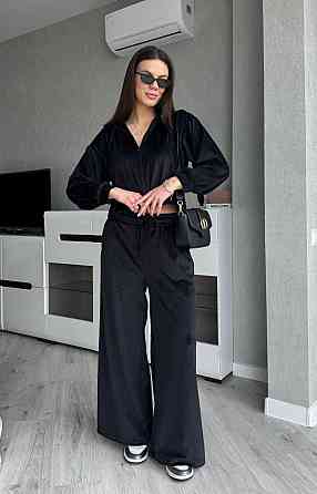 Жіночий стильний костюм з турецького королівського велюру Чорний, 42/44 Одеса