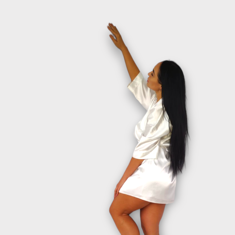 Халат женский атласный под пояс длина 90см Белый XS/S Харьков - изображение 3