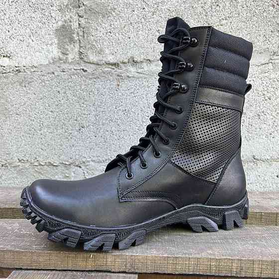 Чоловічі літні берці чорні тактичні військові шкіряні берці вискі  якісні на шкірі Львів