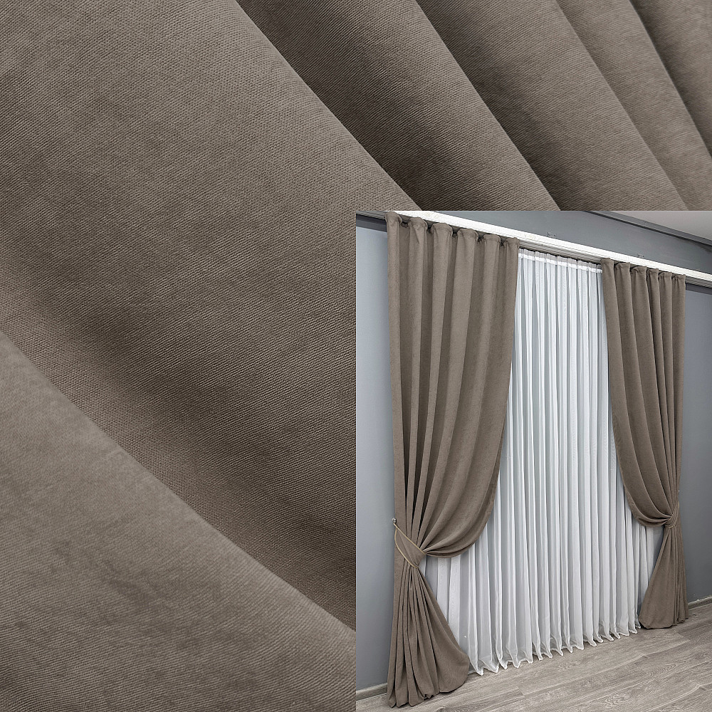 Комплект готовых штор VR-Textil Микровелюр Petek YL № 1707ш Какао 150х270 см 2 шт (33-0763) Киев - изображение 1