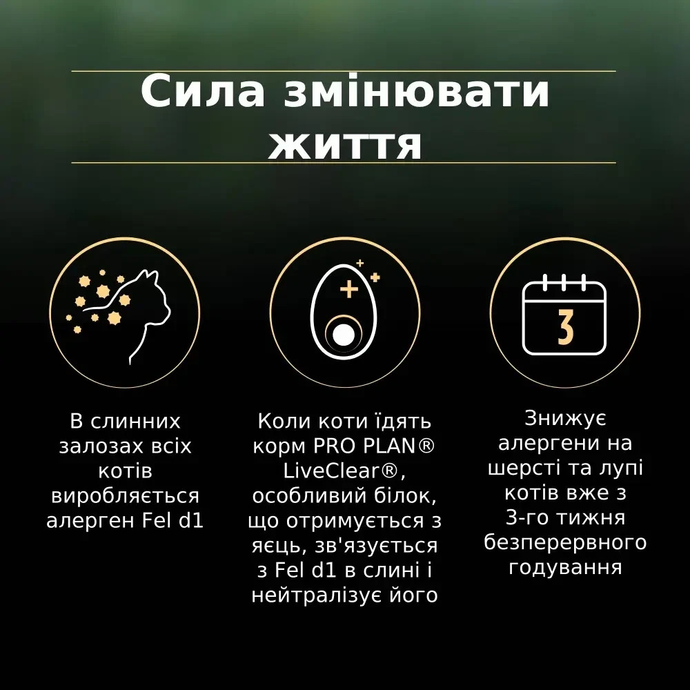 Сухой корм PRO PLAN LiveClear Sterilised Adult 7+ для кошек от 7 лет для уменьшения аллергенов на шерсти и после стерилизации, с индейкой, 1.4 кг Киев - изображение 7