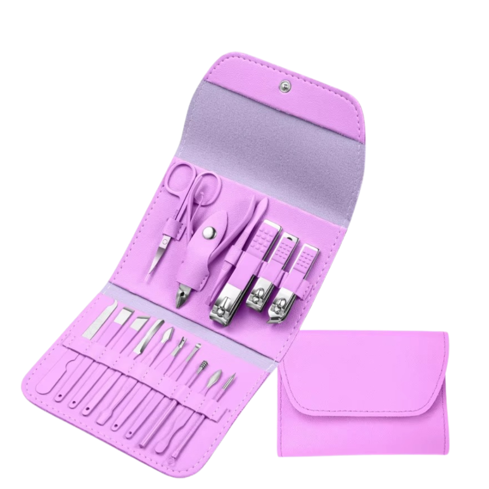 Набір для манікюру і педикюру в кейсі, пінцет, пилочка, ножиці універсальні предмети 16 шт, колір рожевий Кам'янець-Подільський - фото 2