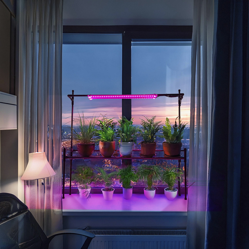 Підставка для квітів на підвіконня Lucia Bicolor 2 з подвійною фітолампою. Полиця для квітів на вікн Бориспіль - фото 1