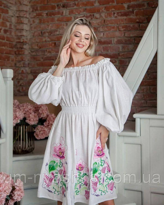 Жіноча вишита сукня, біла вишиванка жіноча Емілія Кривий Ріг - фото 1
