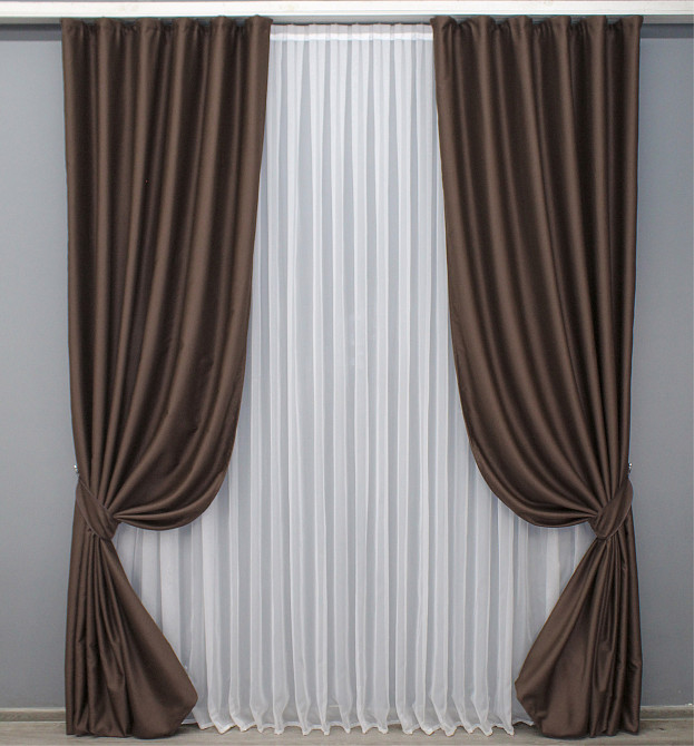 Комплект готових штор VR-Textil Блекаут Bagema Rvs № 1243ш Коричневий 100х295 см 2 шт (31-768) Киев - изображение 2