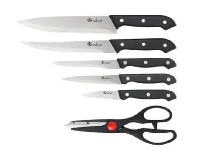 Набор кухонных ножей UNIQUE UN-1836 с ножницами и настольной подставкой: 5 ножей из нержавеющей стали Одесса - изображение 5