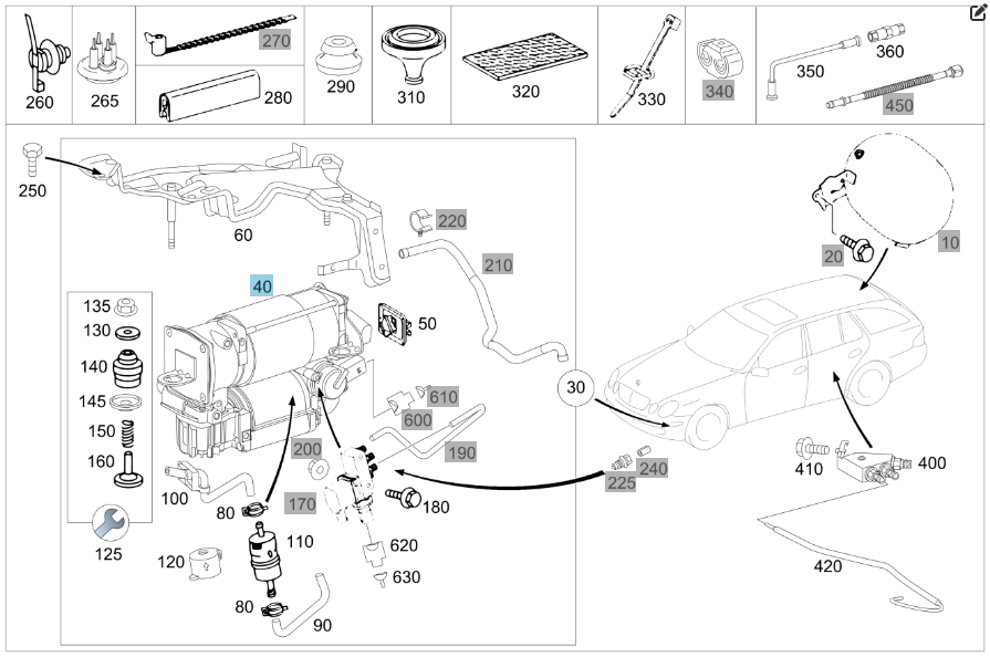 Mercedes-Benz  A2113200304 Компресор пневмопідвіски CLS C219 E-class W211 S-class short W220 Maybach 57 S W240 E-class S211 S-class long V220 Maybach  Одеса - фото 2