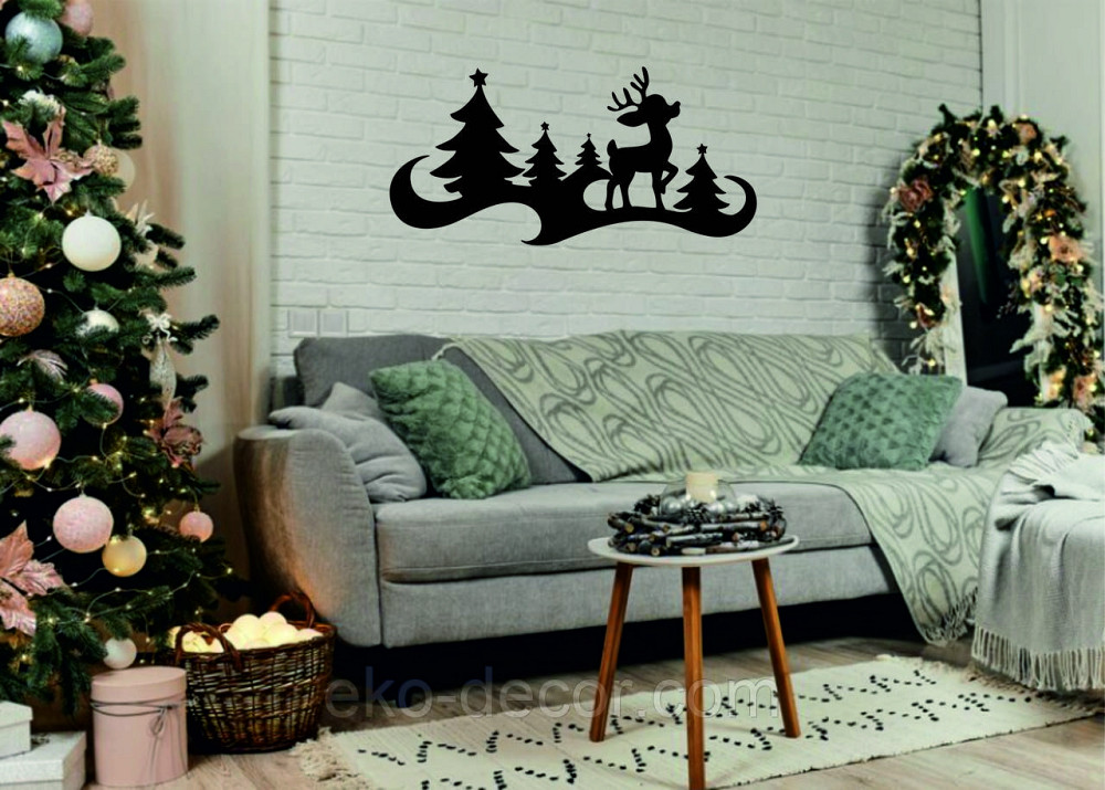 Декоративное настенное Панно «Олень», Декор на стену 110*156 см, Черный Киев - изображение 2