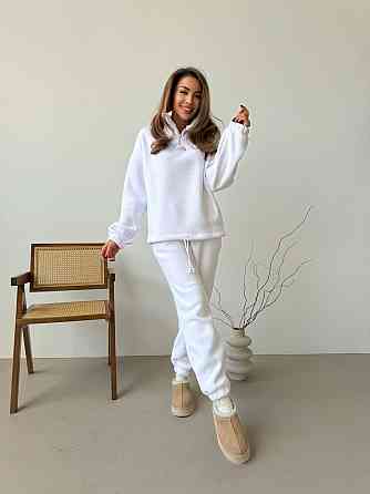 Женский повседневный костюм из плотного флиса полар. Белый, 42/44 Одесса