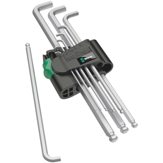 Набір шестигранників з кулею 9шт.,довгі, розмір: 1.5,2,2.5,3,4,5,6,8,10мм, Wera 950/9 Hex-Plus 05073594001 Одеса