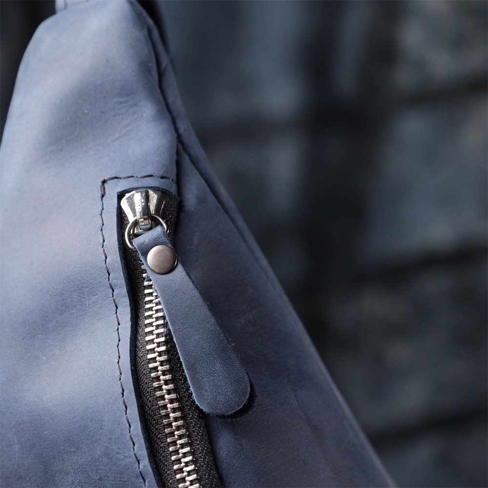 Чоловіча бананка відмінної якості з натуральної шкіри вінтажної Shvigel 23141 Синій Київ - фото 1