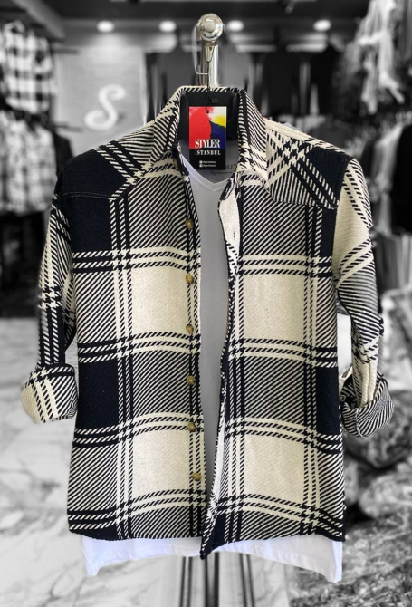 Тепла чоловіча сорочка Бейджин Чорно-білий L Харків - фото 1