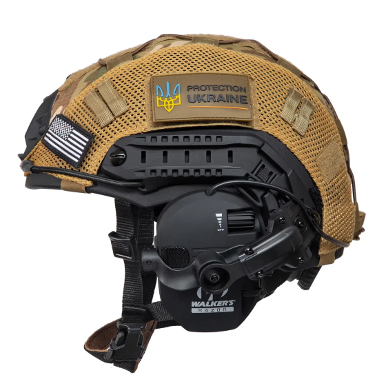 Тактичний шолом Fast Helmet NIJ IIIA + навушники Walkers Razor Slim + чебурашки + кавер (L) Вінниця