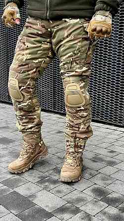 Зимові штани мультикам з наколінниками , тактичні зимові теплі штани мультикам матеріал  ріп стоп з наколінниками Львів