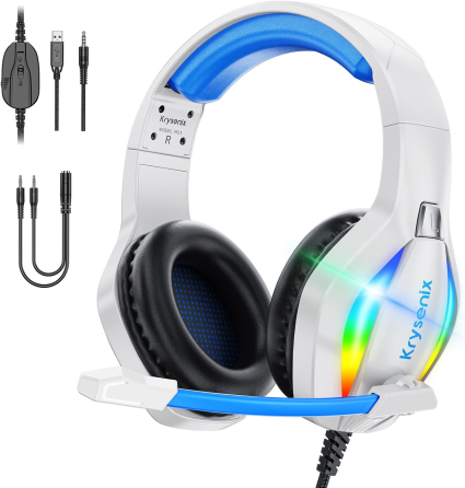 Ігрова гарнітура Krysenix PG1 RGB для PS5, PS4, ПК, Xbox, Nintendo Switch, 50 мм, мікрофон, 3,5 мм, блакитна Київ