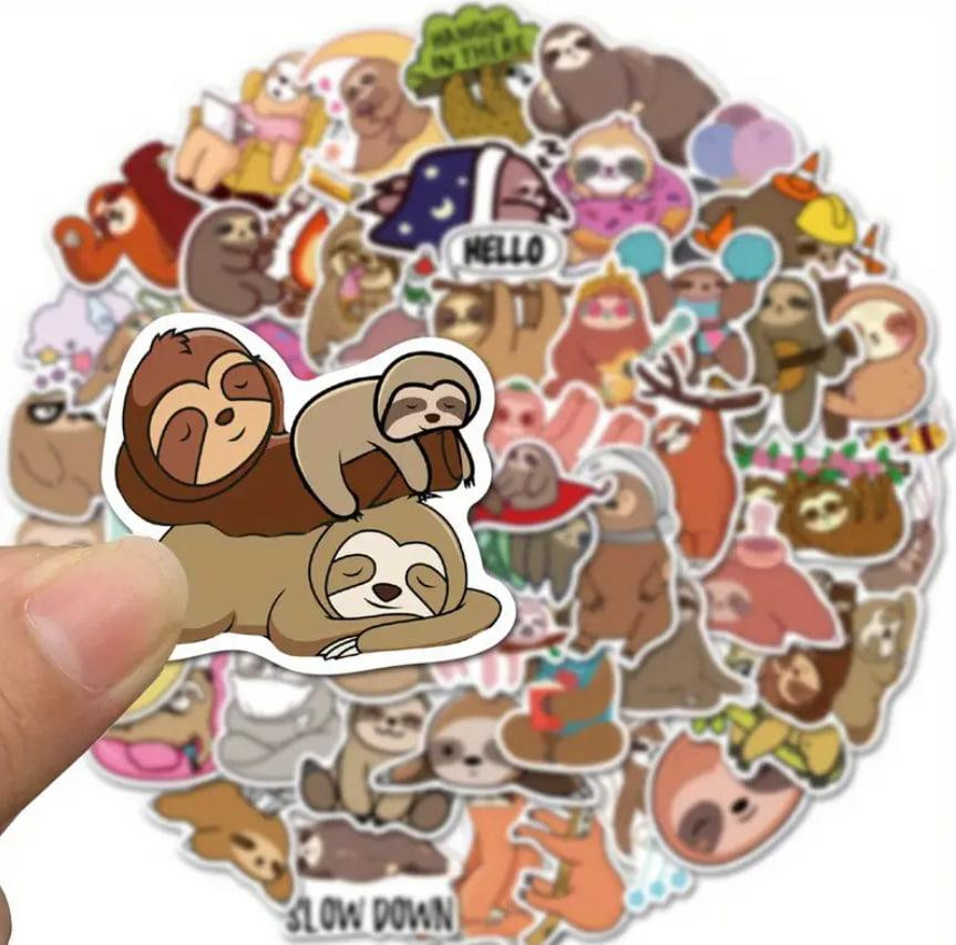 Наліпки з лінивцем, наліпки з тваринами, вінілові водонепроникні наліпки для пляшки з водою,набір 50 Київ - фото 1