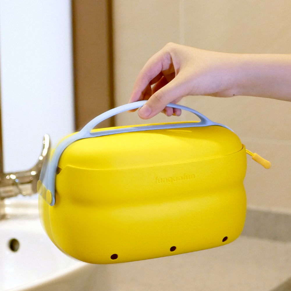 Сумка 2в1 силиконовая косметичка водонепроницаемая для аксессуаров в ваную комнату и душ, дорожняя,жёлтая Каменец-Подольский - изображение 1