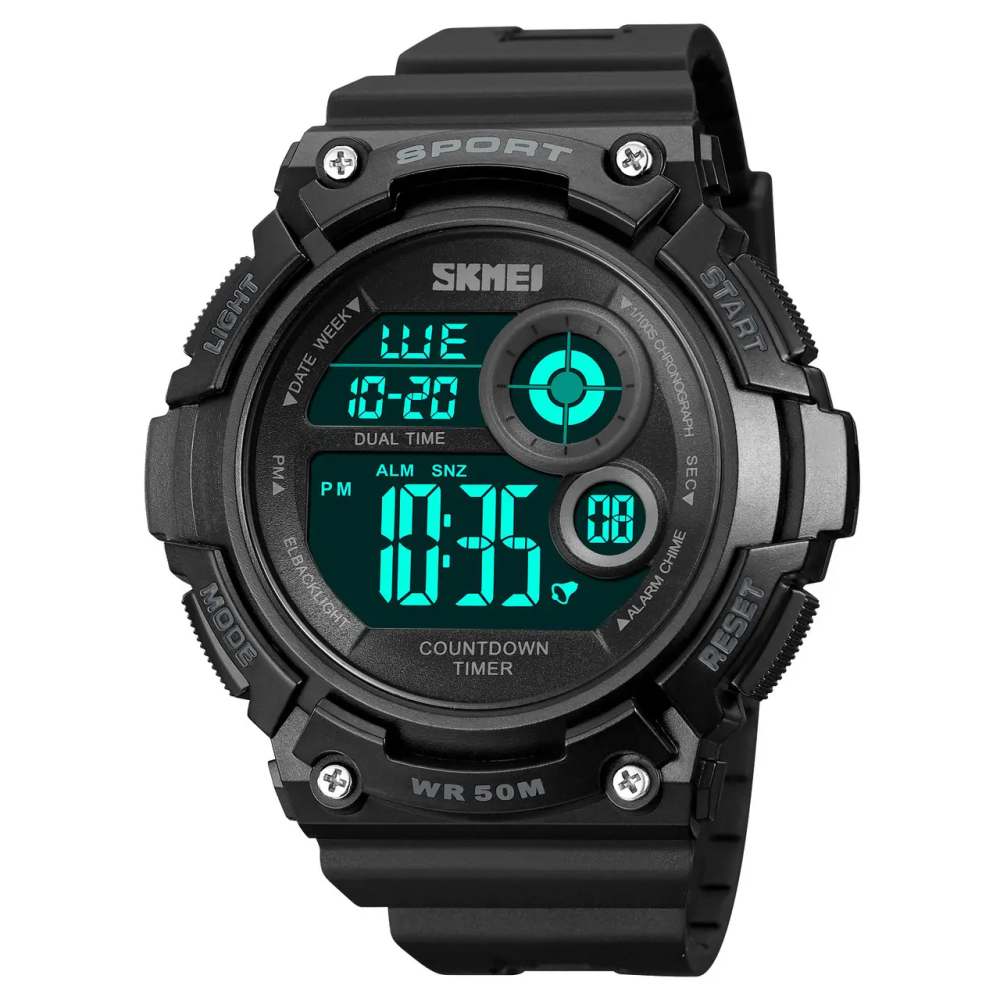Часы мужские спортивные наручные Skmei 2017 (Черный с черным циферблатом) Винница - изображение 3