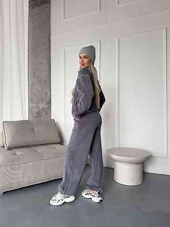 Стильный женский теплый флисовый костюм двойка Серый, 46/48 Одесса