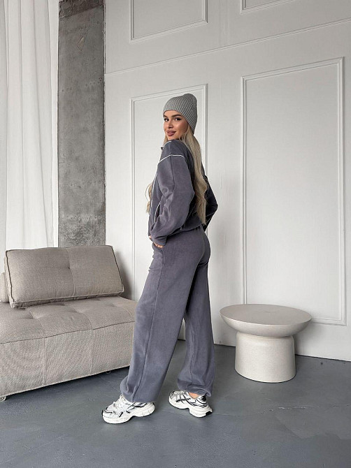 Стильний жіночий теплий флісовий костюм-двійка Сірий, 46/48 Одеса - фото 4