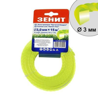 Жилка косильная Зеніт плетенная "Крученный квадрат" 3,0 мм х 15 м (КРК-30-15-С) (40530015) Винница - изображение 1