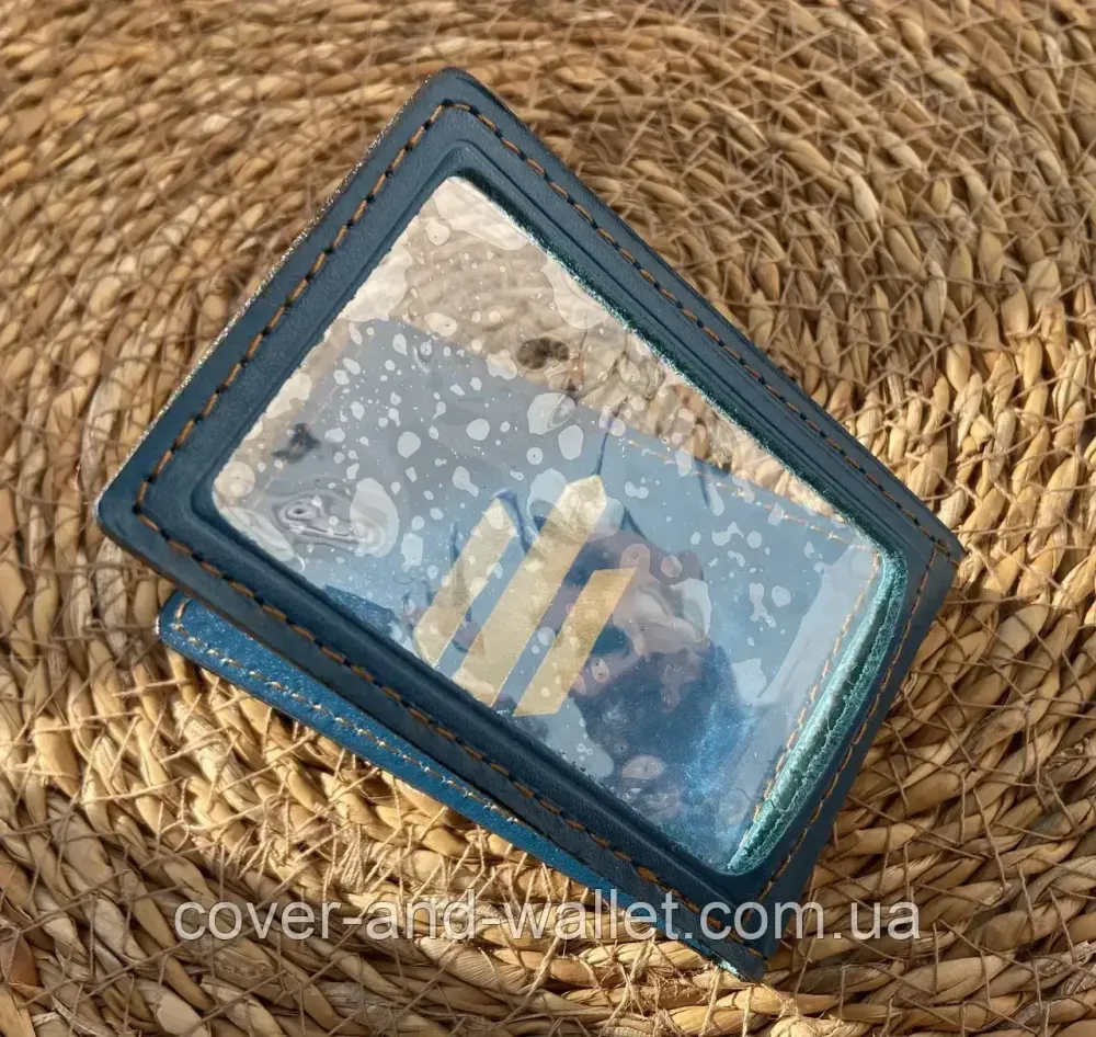 Шкіряна обкладинка на посвідчення ДБР синього кольору (тиснення золотом) PS Київ - фото 5