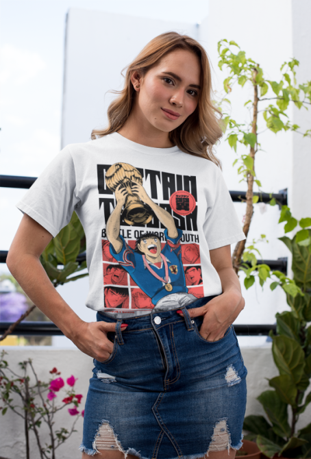 Футболка чоловіча з аніме принтом Каптаін Тсубаса Ворлд Йоутх оверсайз (S/M/L) Чорний AnimeJ0025 Дніпро - фото 14