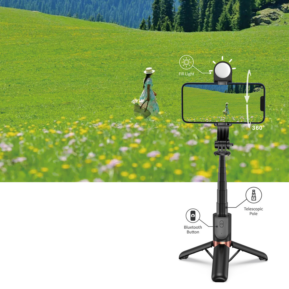 Селфи-трипод WIWU Mini Selfie Stick Wi-SE011 (with filled lights) Black Одесса - изображение 8