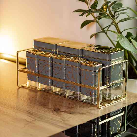 Набір для приправ та спецій на підставці 8 штук з кришками Сірий HP-1366 Київ