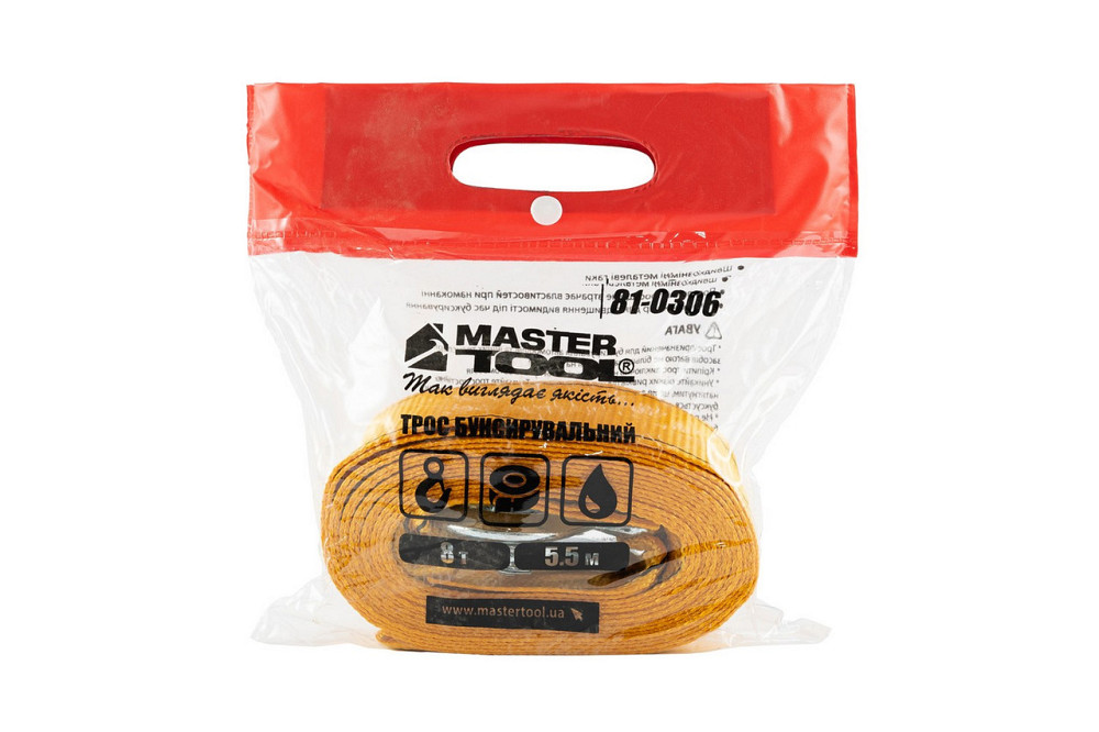 Трос буксировочный 8 т MASTERTOOL 8 т 5.5 м 65 мм полиэстер 81-0306 Ровно - изображение 2