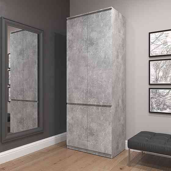 Шафа для одягу VAYS R-10 Бетон, з полицями та штангою, без ручок, ЛДСП, 80×50×211 см - для спальні, вітальні, передпокою Львів