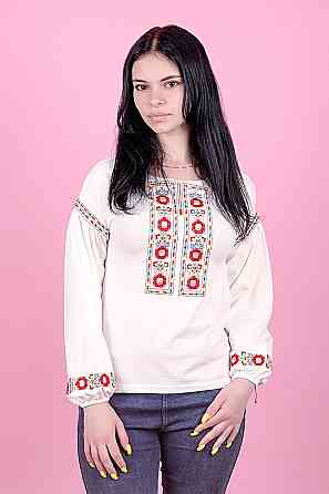 Вышиванка для девочек-подростков, кремовая, х/б, р.164  топ Киев