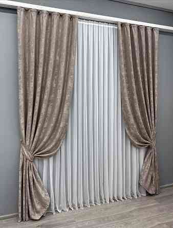 Комплект готових штор VR-Textil Жакард Sultan YL № 1669ш Какао 150х270 см 2 шт (33-0553) Київ