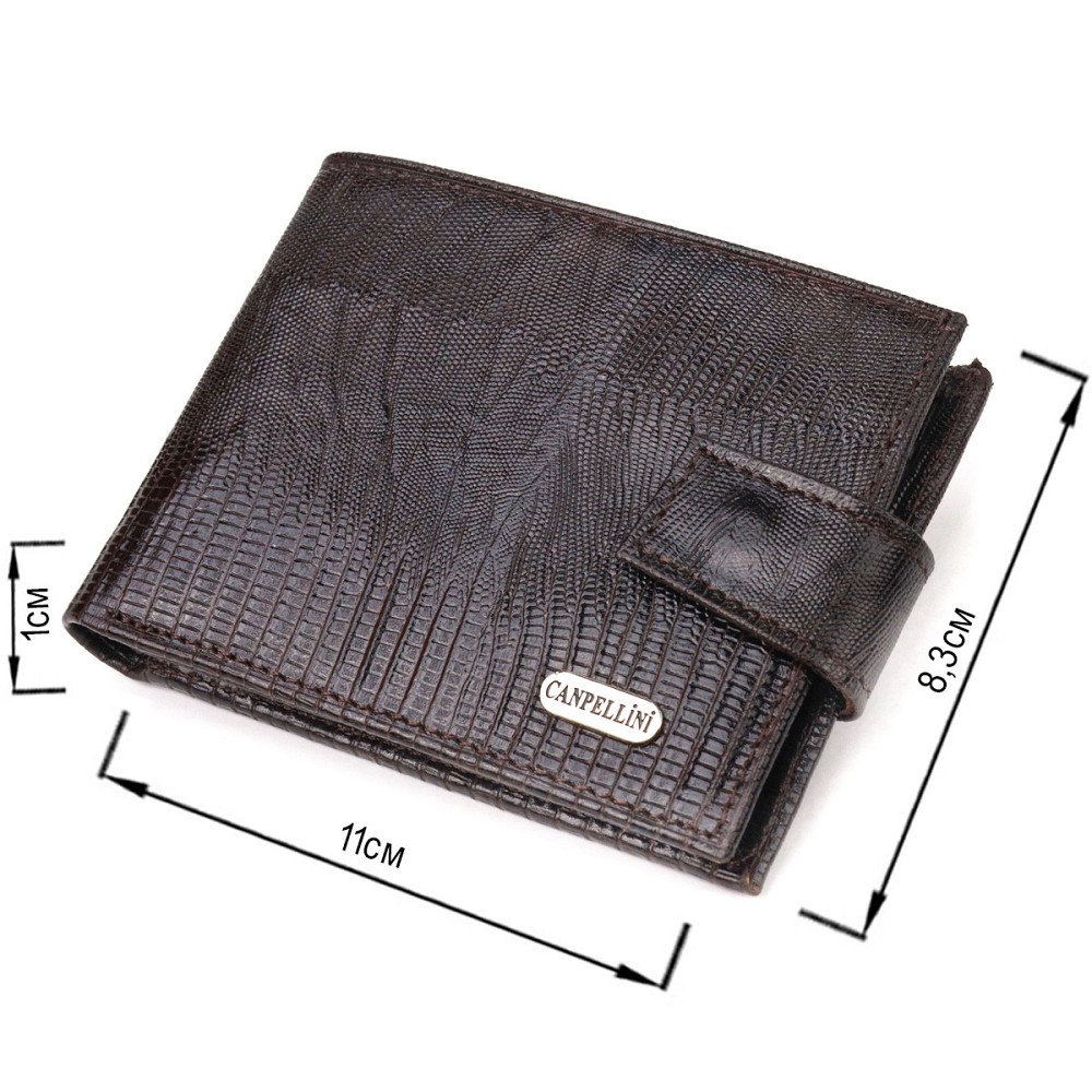 Чоловічий гаманець із натуральної фактурної шкіри CANPELLINI 21512 Коричневий Київ - фото 8