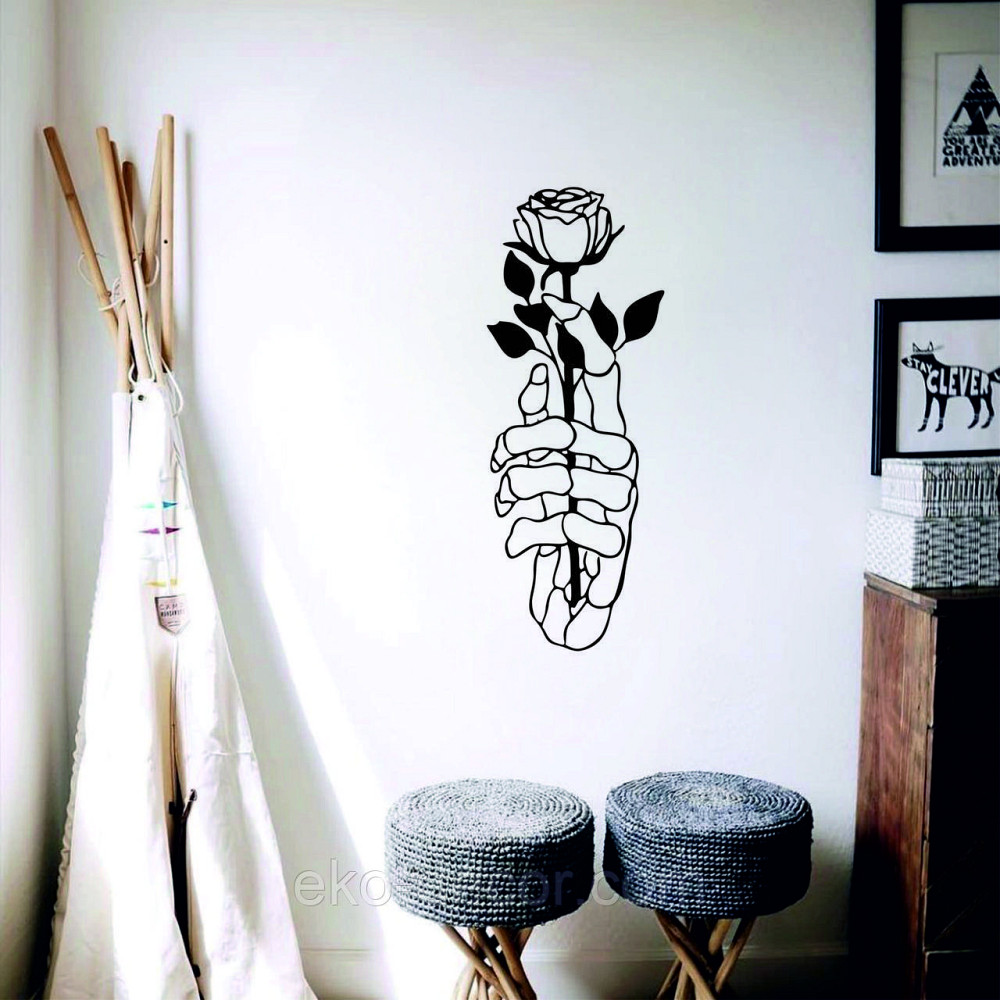 Декоративне настінне Панно «Рука з трояндою» Декор на стіну 70*26 см, Чорний Київ - фото 4