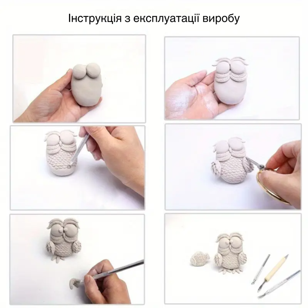 Комплект для ліплення з м'якої глини з інструментами та фарбами, дитячий набір для творчості та виробів Кам'янець-Подільський - фото 3