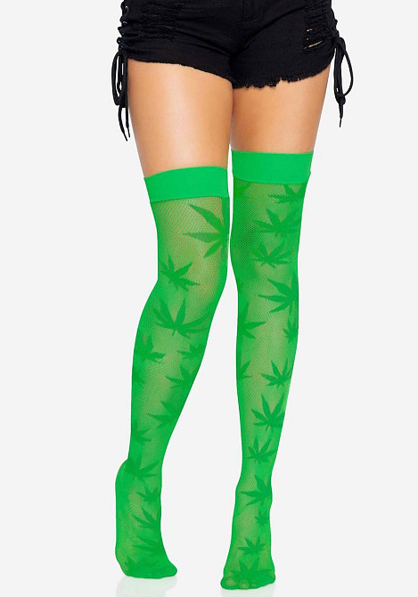 Панчохи з малюнком Leg Avenue 420 Net thigh highs Green Sex Aura Київ - фото 4