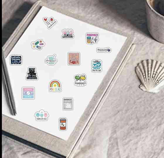 Набор веселых наклеек для фармацевта, 50 шт Киев