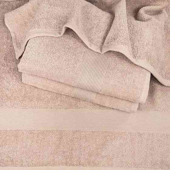 Комплект махровых полотенец с бордюром 2шт GM Textile 50х90см, 70х140см 400г/м2 (Капучино) Сумы