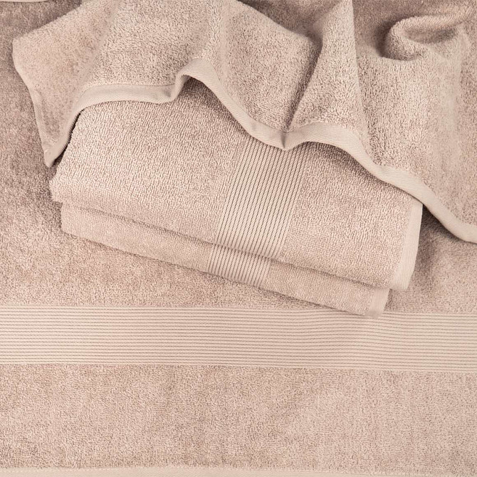 Комплект махровых полотенец с бордюром 2шт GM Textile 50х90см, 70х140см 400г/м2 (Капучино) Сумы - изображение 5