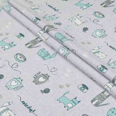 Постільна білизна Home Line Котяча радість бірюзовий, бязь, полуторний (179197) Вінниця