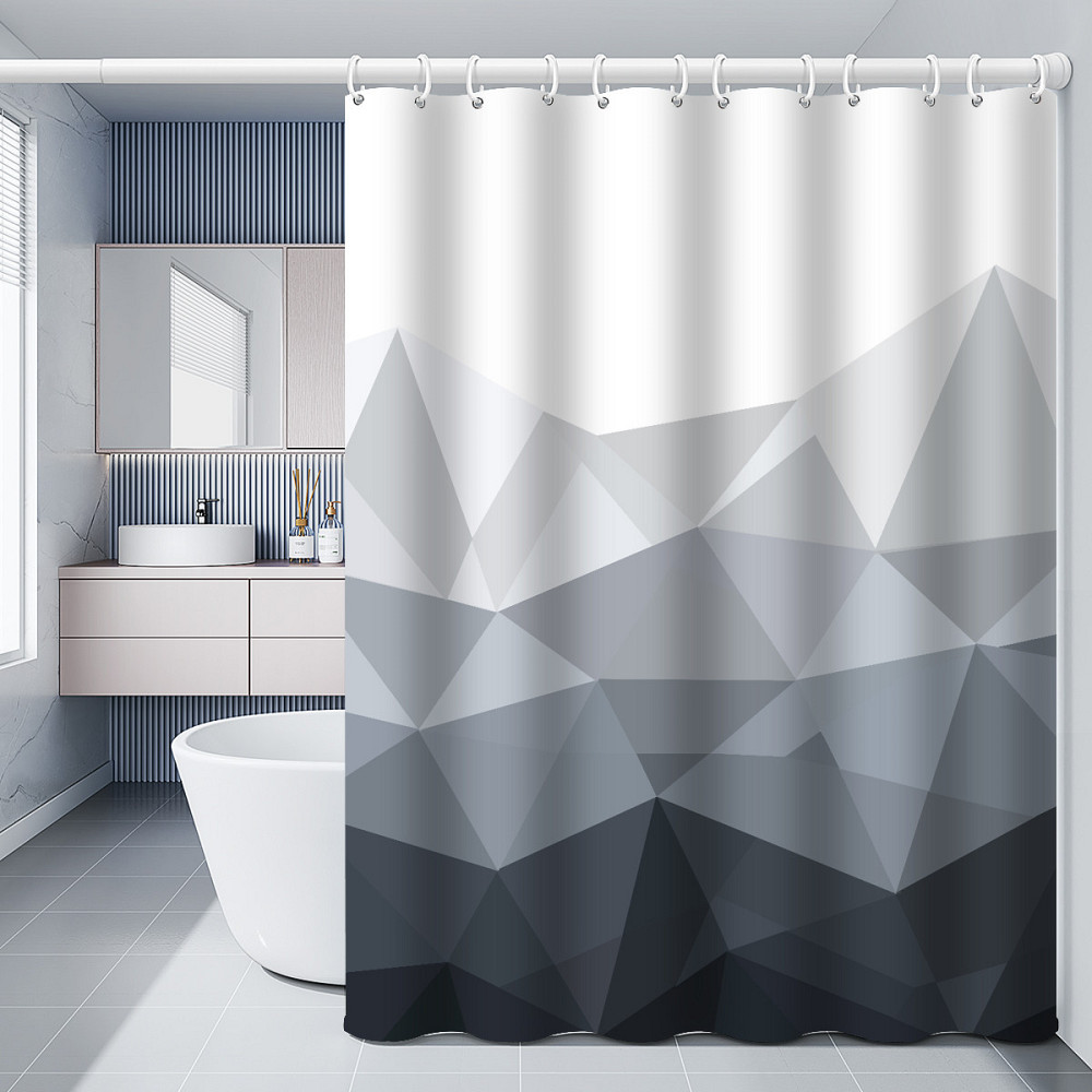 Шторка для ванной комнаты Bathlux 180 x 180 см с водоотталкивающим покрытием, белая с черным принтом Каменец-Подольский - изображение 4