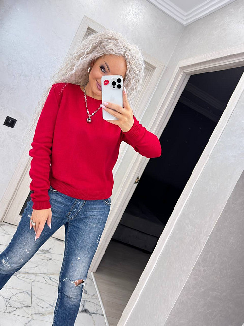 Джемпер кофта в'язаний теплий жіночий базовий Червоний Київ - фото 2