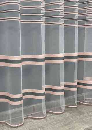 Тюль фатин полосы Цвет пудровый с графитовым 1771т Киев