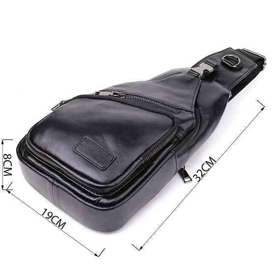 Мужская сумка через плечо из натуральной кожи Vintage 23048 Черный Киев