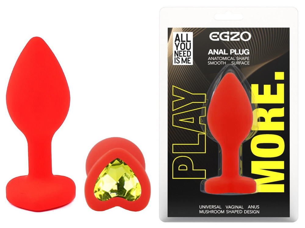 Силіконова анальна пробка EGZO - Silicone Red Heart Plug Lime, size S Sex Aura Київ - фото 1